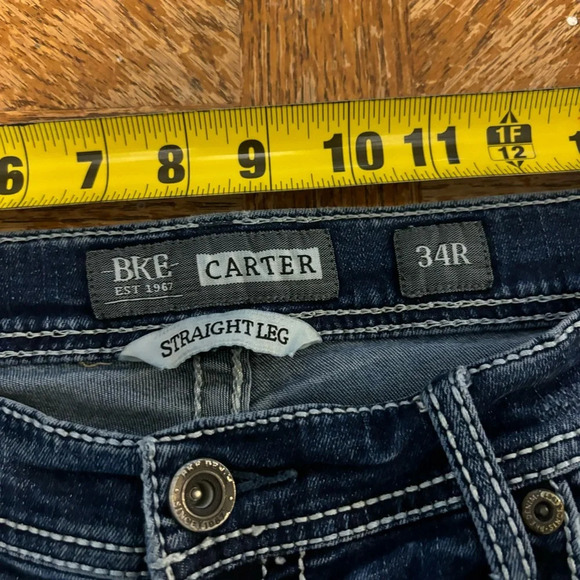 BKE Carter Jeans Straight Leg Mens Size 34 X 30 Regular Distressed Dark Wash - Picture 4 of 7
